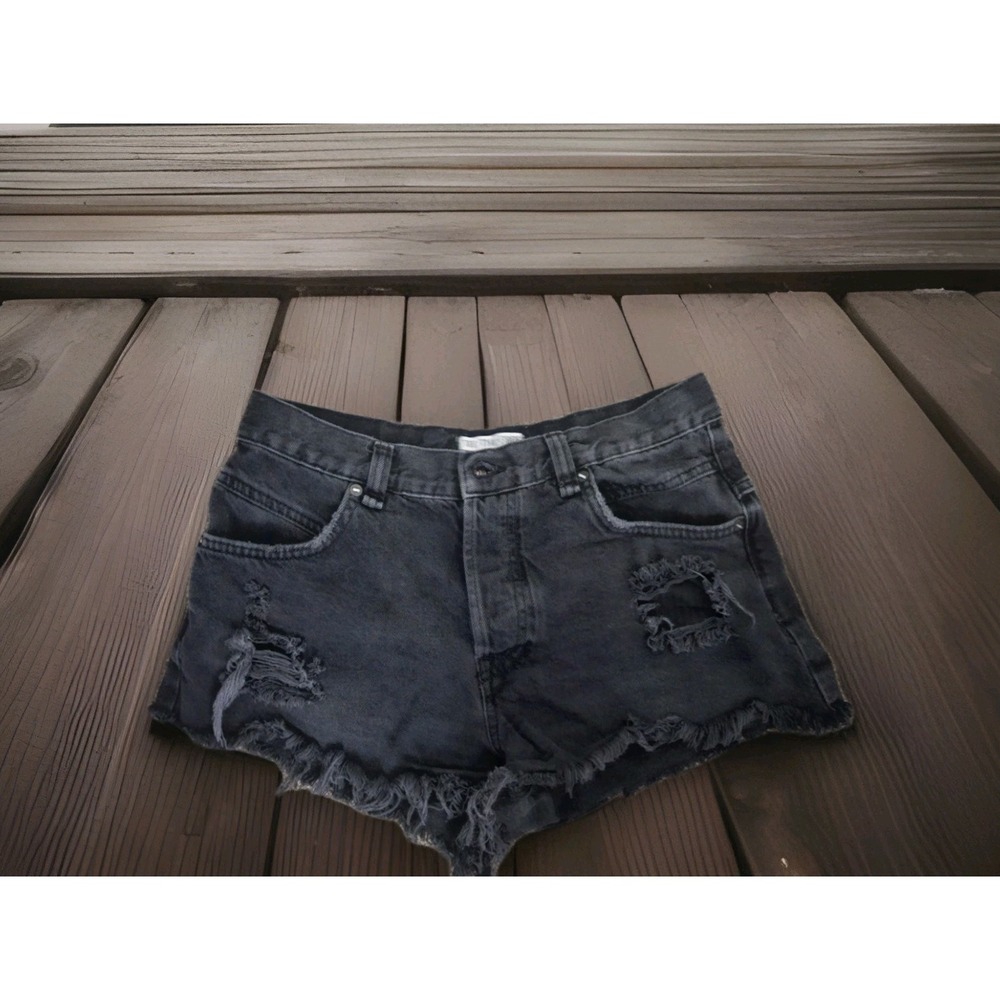 Free People We the Free Black Cut Off Distressed Shorts Button‎ Fly Size 27